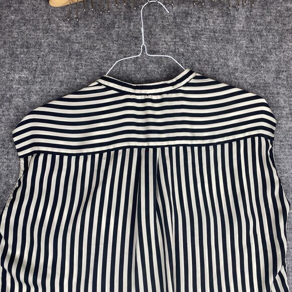 Zara Trafaluc Top Women Medium Black White Stripe Satin - Picture 8 of 11